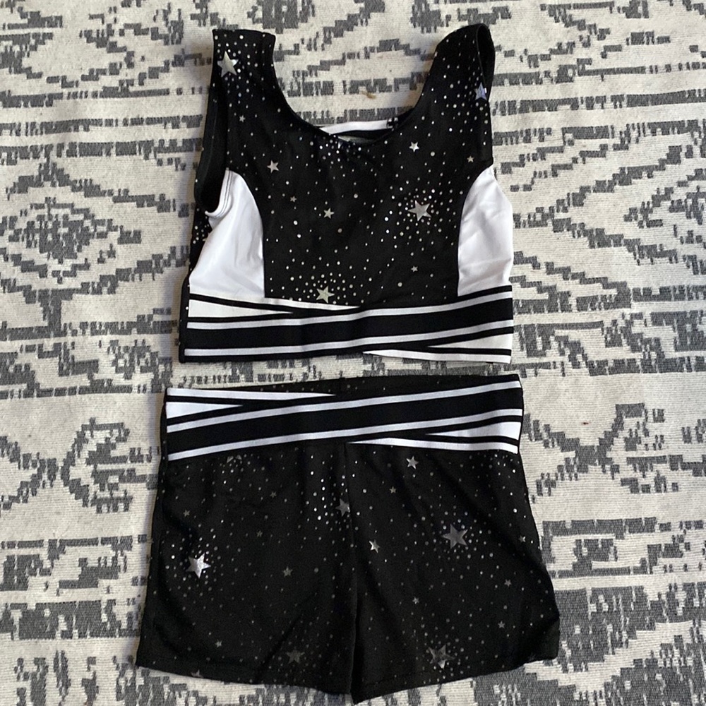 Kids black and white starry workout set. Size XL(14-16). Never worn.